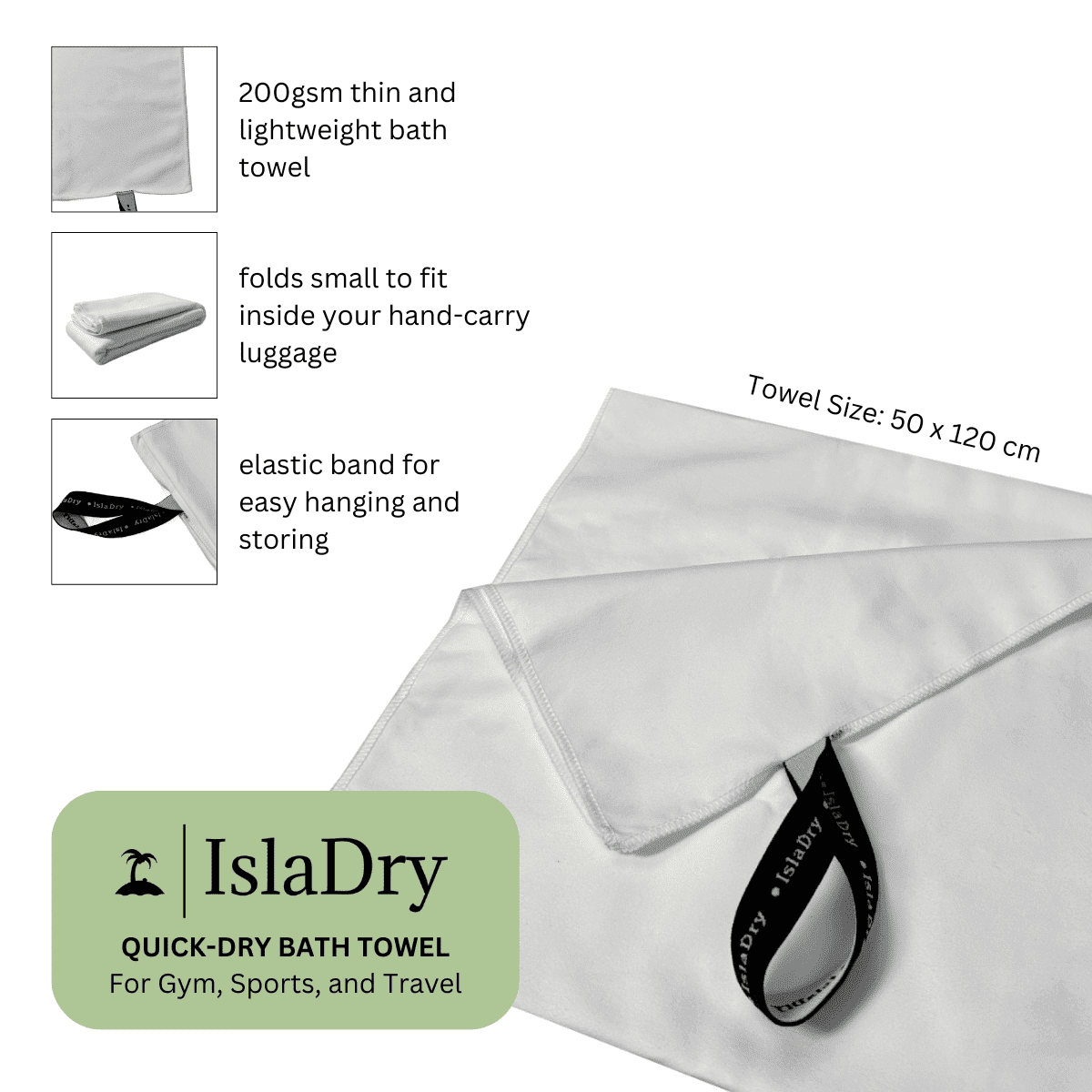 IslaDry Microfiber Towel - Microfiber Bath Towels for Travel & Sports